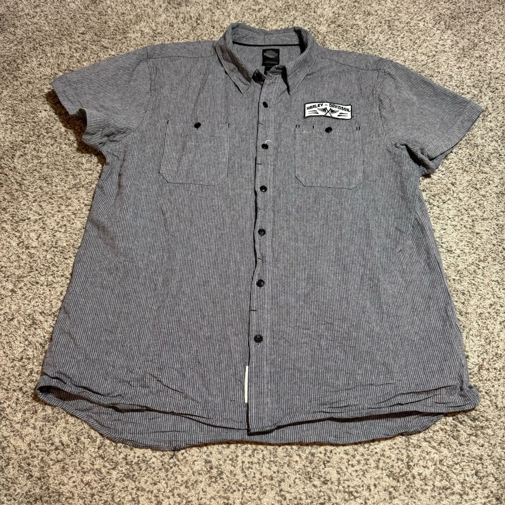 Harley-Davidson Black Label Pinstripe Mechanic Style Shirt- 2XL - Picture 2 of 8